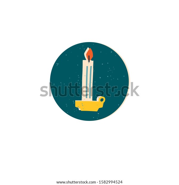 Candle decoration. Sticker and labels Christmas\
and New Year collection in vintage, retro style. Winter holiday\
illustration in vector.