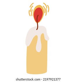 Candle. Decorative wax candle for relax, interior decor, holiday and Christmas. Wax candle. Hand drawn vector illustration isolated on the white background. 