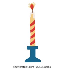 Candle. Decorative wax candle for relax, interior decor, holiday and Christmas. Wax candle. Hand drawn vector illustration isolated on the white background. 