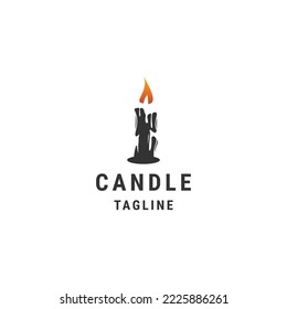 Candle-Design mit dunklem Nachtlogo-Vorlage, flacher Vektorgrafik