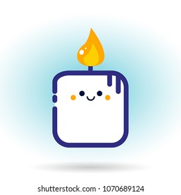 Candle design element on the blue background. Vector, illustration, eps10.