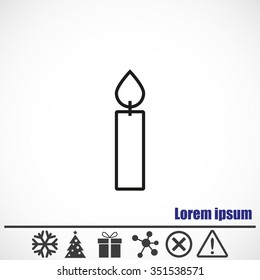 candle design element - vector illustration.Bonus icons: snowflake, Christmas tree,gift,molecule,delete icon and Hazard warning attention sign.
