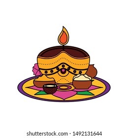 Candle Design Onam Festival Celebration Culture Stock Vector (Royalty ...