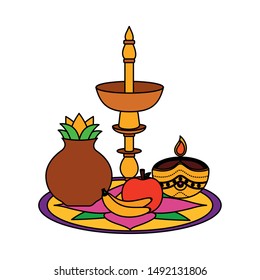 Candle design, Onam festival celebration culture traditional india and holiday theme Vector illustration