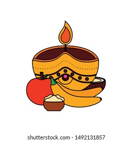 Candle design, Onam festival celebration culture traditional india and holiday theme Vector illustration