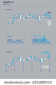 Diagramas de velas em cores. Ilustração vetorial.