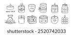 Candle doodle hand drawn icon set. Different shapes of wax candles, cubes, cylinders, balls. Burning candles. Vector illustration