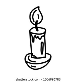 candle doodle. hand drawn style. whute background.