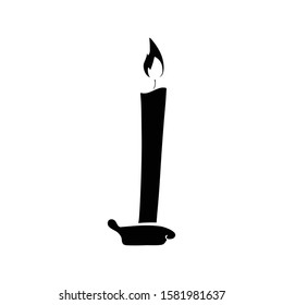 candle doodle icon vector hand drawing flat black