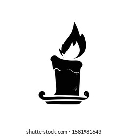 candle doodle icon vector hand drawing flat black