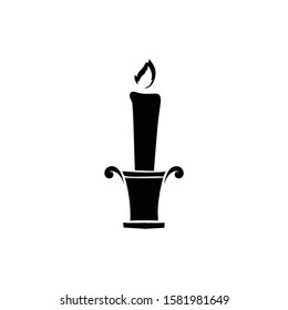 candle doodle icon vector hand drawing flat black