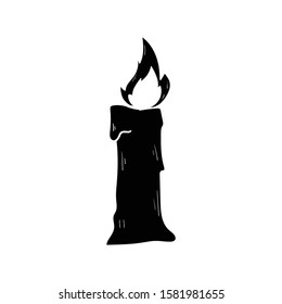 candle doodle icon vector hand drawing flat black