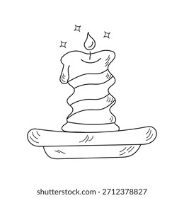 Ícone de doodle vela com fundo branco vetor ilustração stock