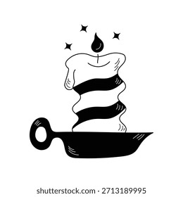 Candle doodle icon with white background vector stock illustration