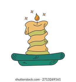 Candle doodle icon with white background vector stock illustration