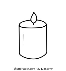 Esbozo de doodle de velas. Lámpara de combustión de vectores aislada en blanco