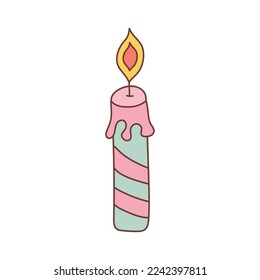 Candle in doodle style. Day of the dead, birthday, celebration, holiday, party, religion concept. 