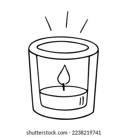 Candle doodle,power outage lighting.Decoration for birthday party,romantic Valentine's Day dinner.Festive hand-drawn candlelight with wick and wax,for creating a special atmosphere.Isolated.Vector