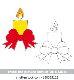 Candle. Dot to dot educational game for kids, the one line tracing page.