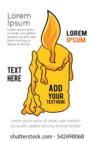 Candle draw, candlestick vector isolated on white background, illustration