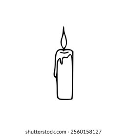 A candle is drawn in a line on a white background