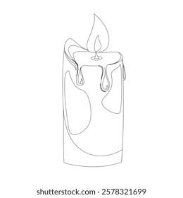 Candle is drawn in a minimalist line style. For greeting cards,web and app icons,logo, businesses or brands, social media posts,packaging designs.