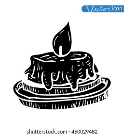 candle, drawn vector illustration. black