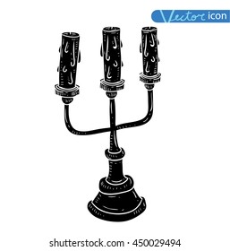 candle, drawn vector illustration. black