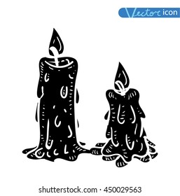 candle, drawn vector illustration. black