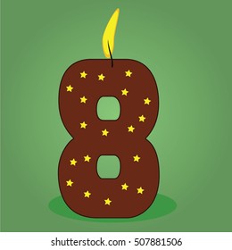 Candle Eight Year. Birthday number on background