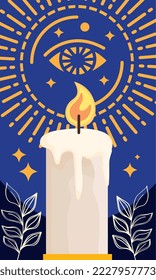 candle with esoteric symbol poster