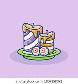 Candle and Eyes Vector Illustration. Halloween Decoration Concept. Flat Cartoon Style Suitable for Sticker, Wallpaper, Icon, Landing Page, Web.