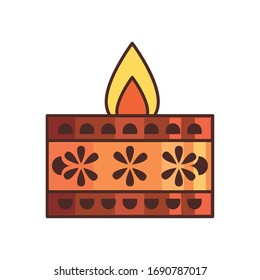 Candle fill style icon design, Fire flame candlelight light spirituality burn and decoration theme Vector illustration