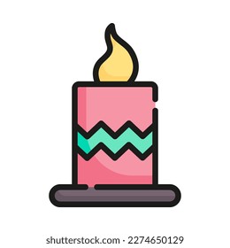 Candle filled outline icon. Burning candle, Easter icon. Vector Illustration.