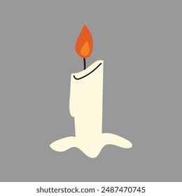 Candle with fire in cartoon style isolated.