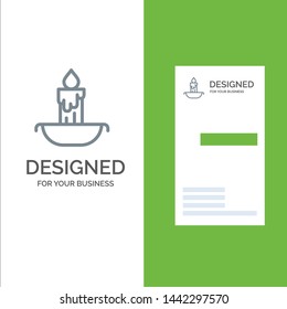 Candle, Fire, Easter, Holiday Grey Logo Design and Business Card Template