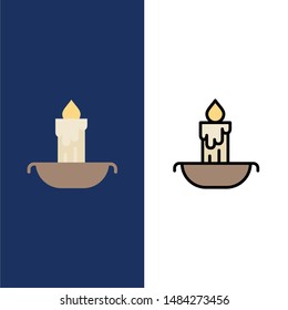 Candle, Fire, Easter, Holiday  Icons. Flat and Line Filled Icon Set Vector Blue Background. Vector Icon Template background