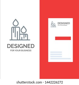 Candle, Fire, Easter, Nature Grey Logo Design and Business Card Template