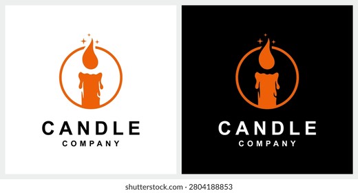 Candle and fire flame with spark logo design inspiration