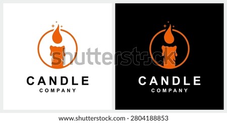 Candle and fire flame with spark logo design inspiration