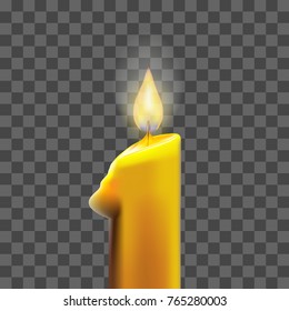 Candle with fire isolated on transparent background. Element for design.