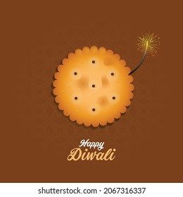 Candle Fire on Biscuit, it's represent Indian festival Happy Diwali. 