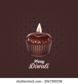 El fuego de las velas en el pastel de la Copa , representa el Festival Indio Feliz Diwali.