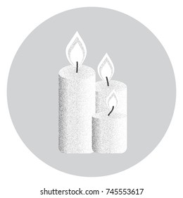 Candle with fire on grey background vector illustration. Flat design.