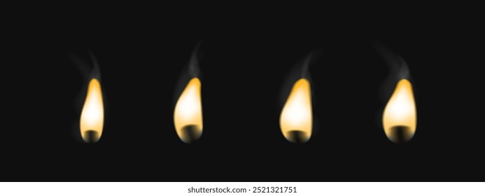 Candle Fire Realistic Set. Realistic lit candles with flames