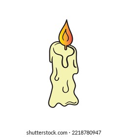 Candle with fire in simple style on Halloween. Suitable vector for design content and illustration in Halloween Event