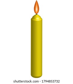 Candle with fire. Yellow candle. Candle graphic
