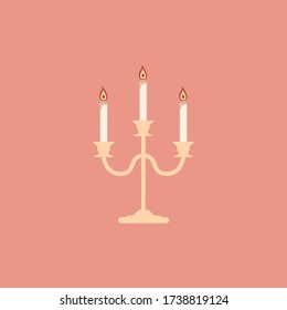 Candle with fire.Vintage icon for magic instagram highlight