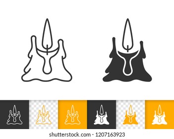 Candle flame black linear and glyph icons. Thin line church decoration sign. Memorial fire outline pictogram isolated on white background. Vector icon shape of prayer candlelight simple symbol closeup