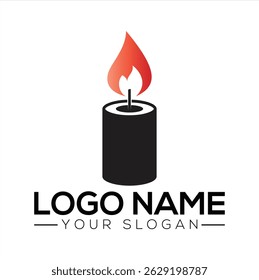Candle Flame Black Logo candle light icon vector silhouette isolated in white background